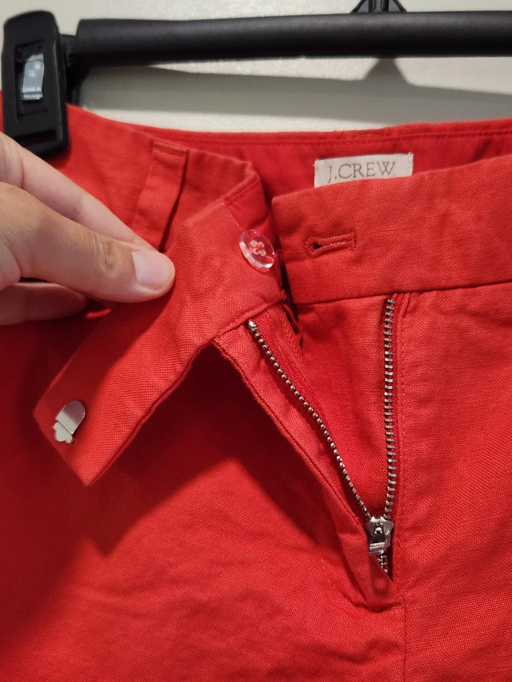J.CREW Women's Red Linen Cotton Scallop Hem Chino Shorts Classic Fit 6